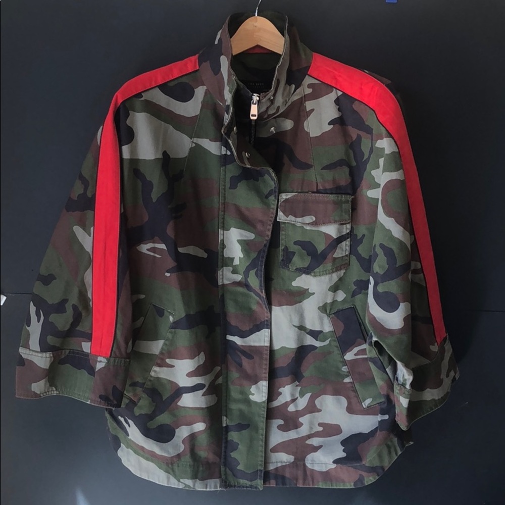 Zara camo shirt jacket with contrasting side bands - Picture 4 of 7